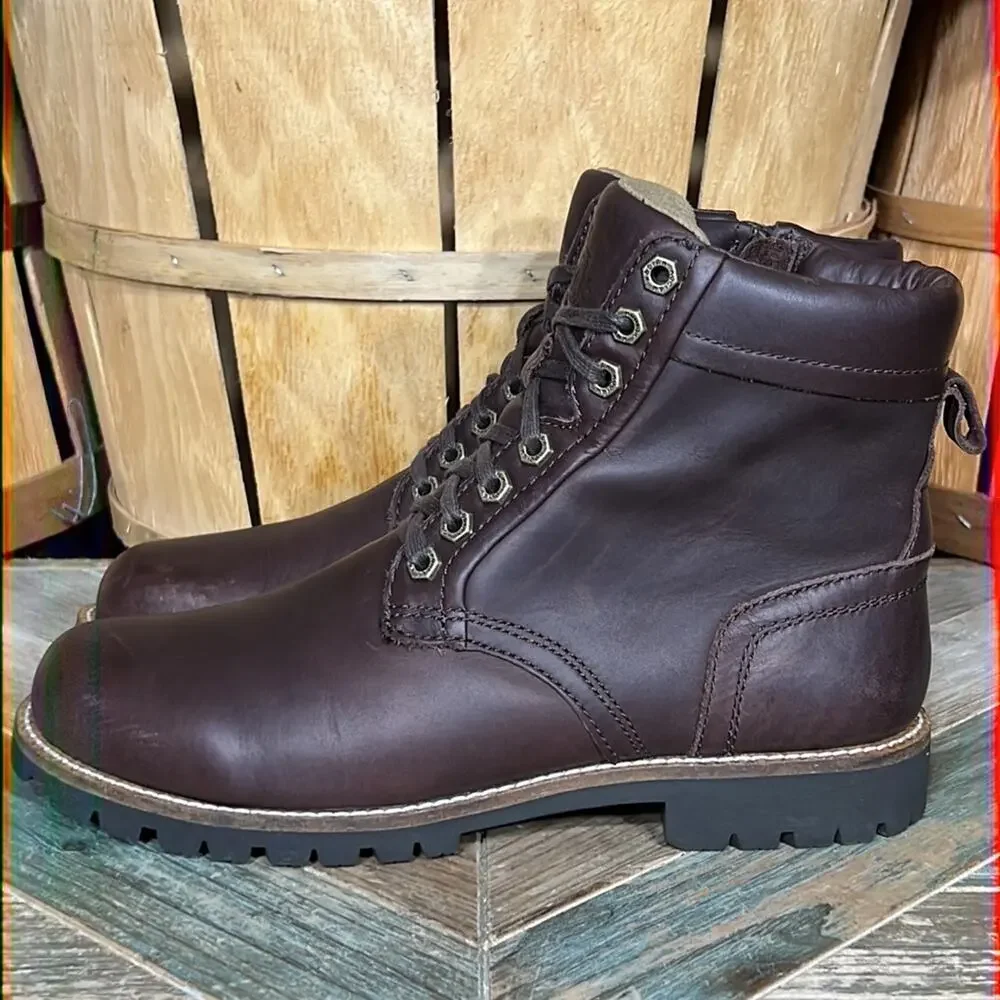 Kodiak Delson Brown Leather Waterproof Lined Zip-Up Lace-Up Boots Mens Size 9